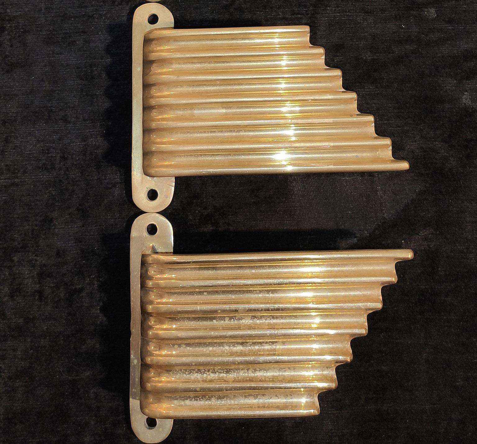 Double Pair of Mid-Century Modern Italian Brass Door Handles, 1950s 3