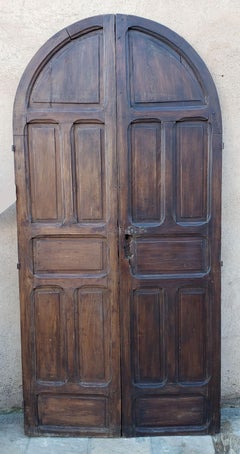 Double Panel Arched Moroccan Wooden Door, 23ND34