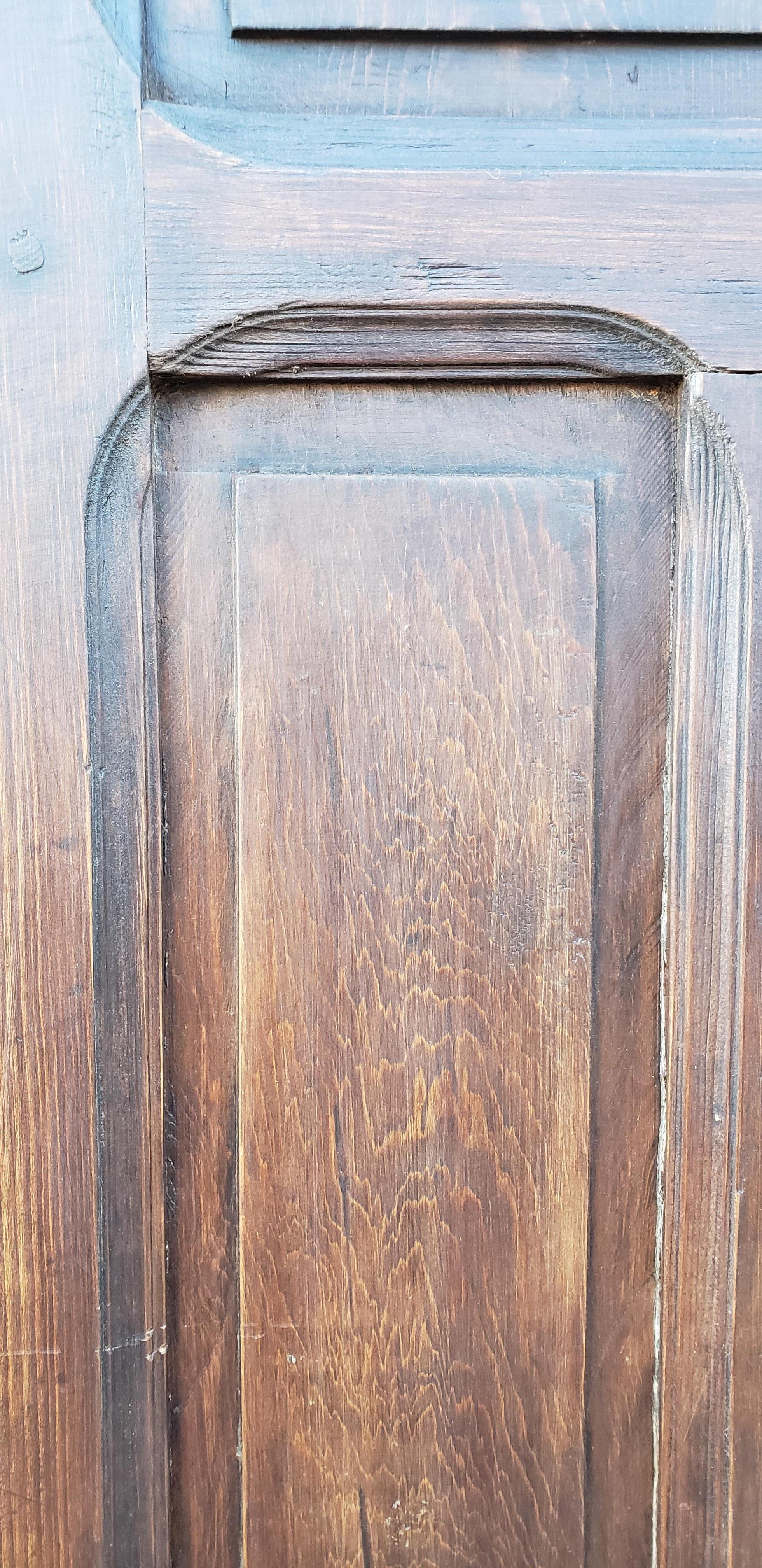 Carved Double Panel Arched Moroccan Wooden Door, 23ND34 For Sale