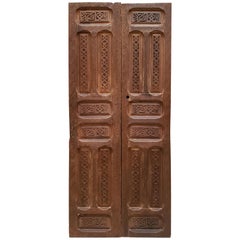 Double Panel Moroccan Wooden Door, Brown 23MD40