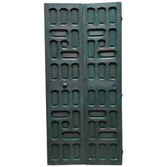 Double Panel Moroccan Wooden Door, Hunter Green 23ND47