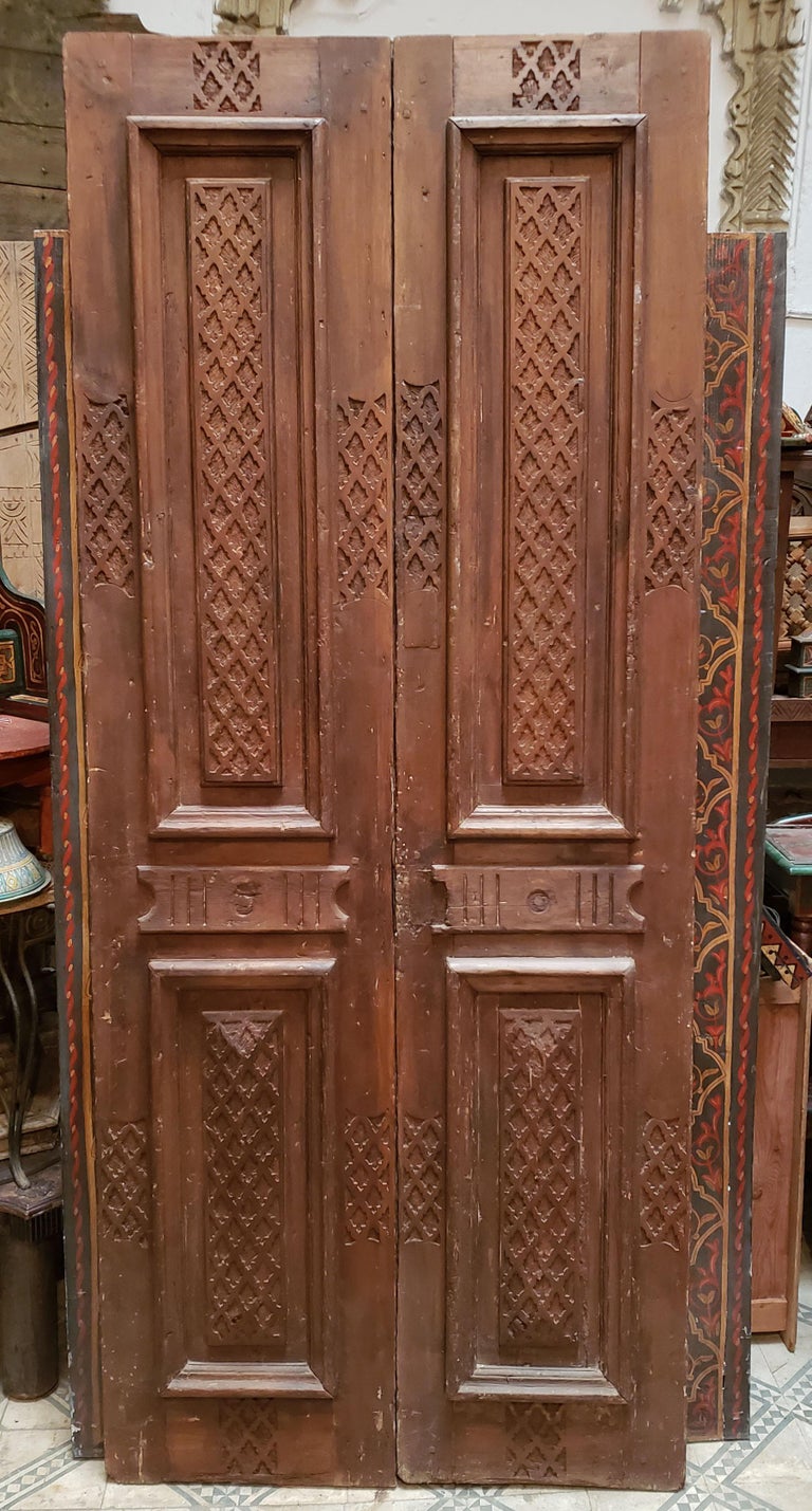 Double Panel Moroccan Wooden Door Light Brown 23md43 For Sale At