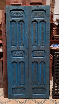 Double Panel Moroccan Wooden Door, True Blue 23ND48
