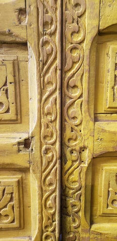 Double Panel Moroccan Wooden Door, Yellow 23MD39