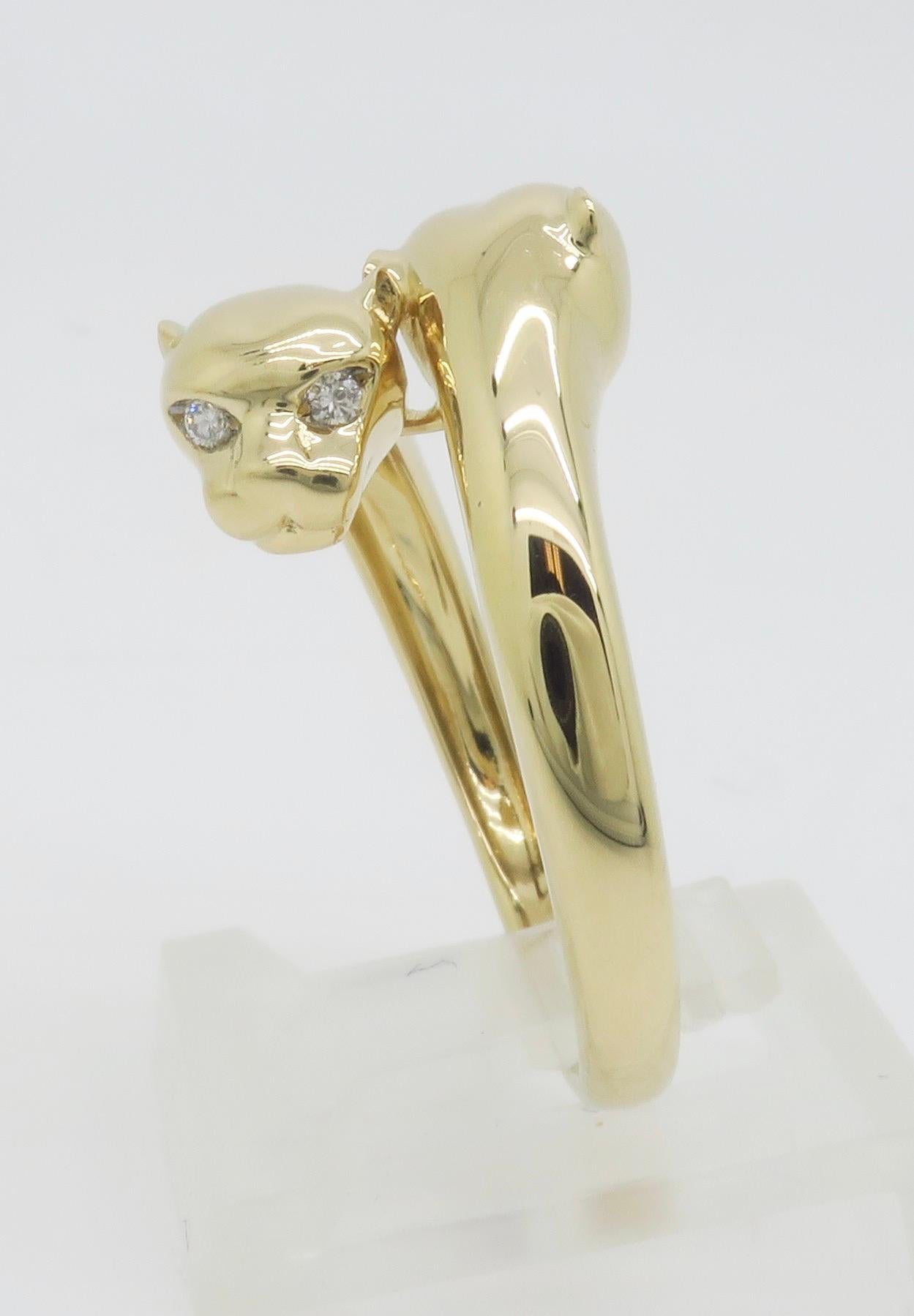 Double Panther Ring Crafted with Diamond Eyes For Sale 7