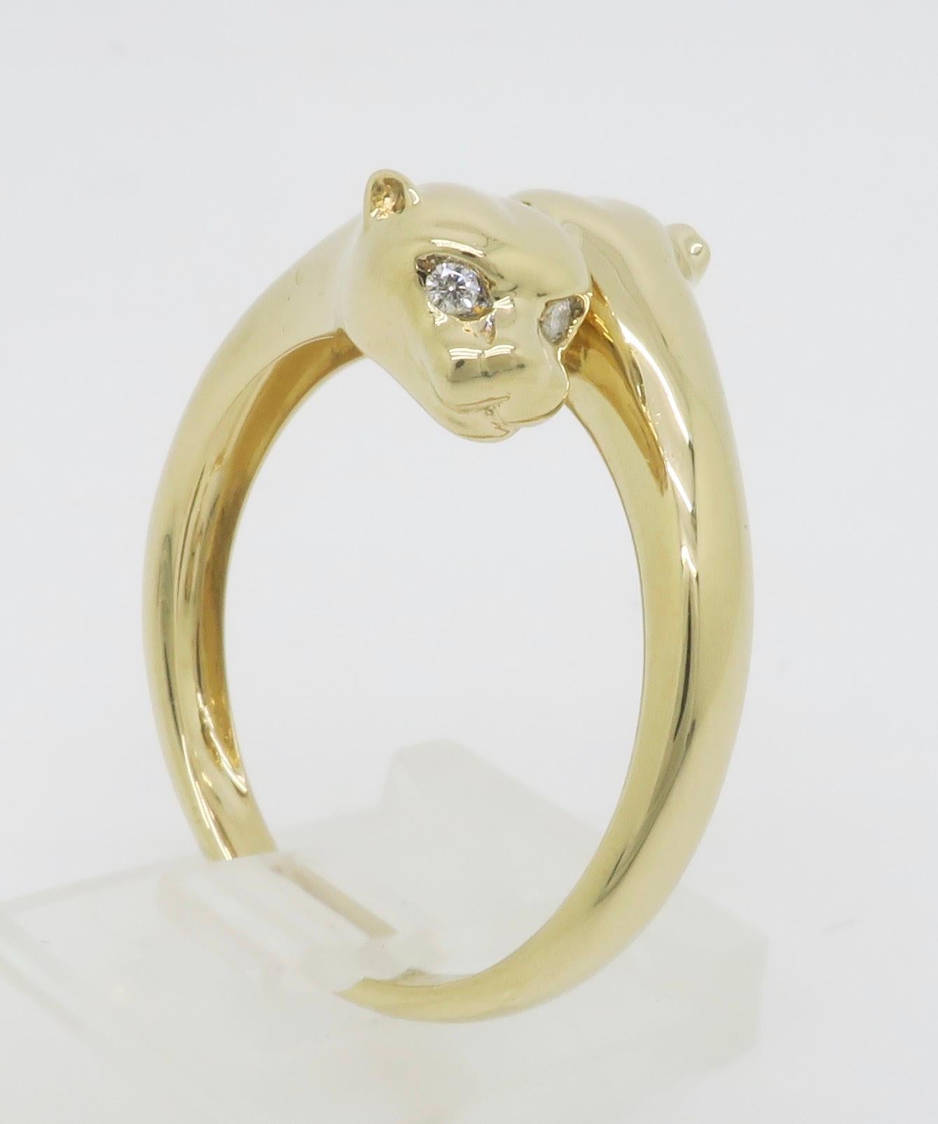 Double Panther Ring Crafted with Diamond Eyes For Sale 10