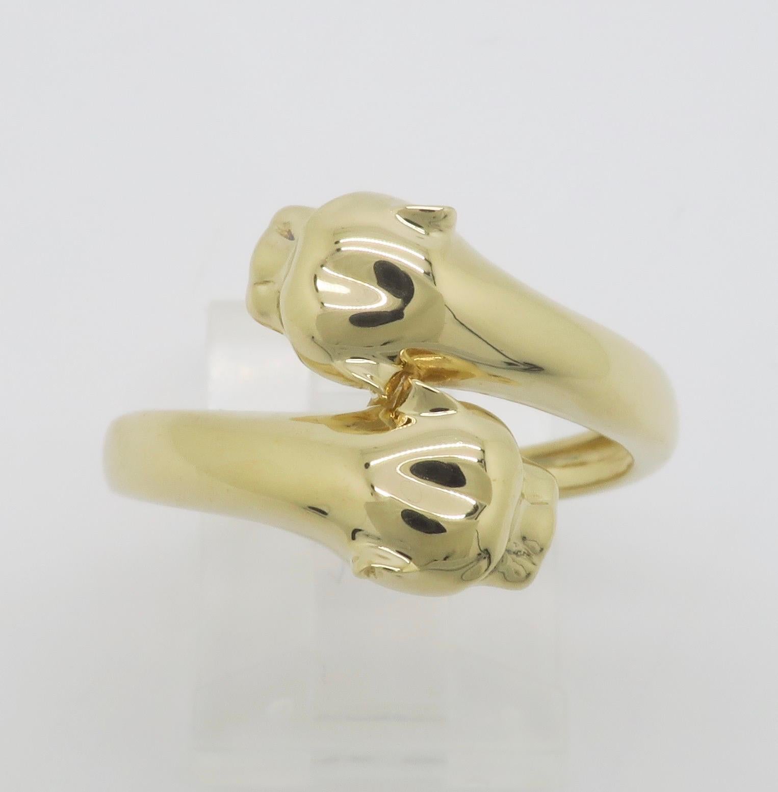 Double Panther Ring Crafted with Diamond Eyes For Sale 4