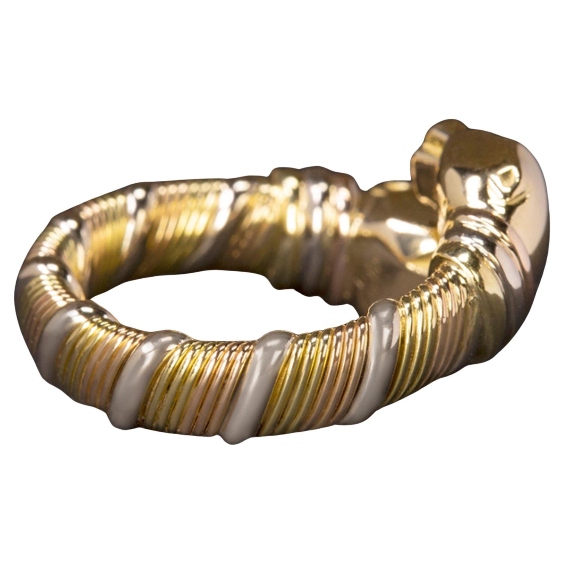 Double Panthére Yellow White and Rose 10.90 Grams Cartier Ring