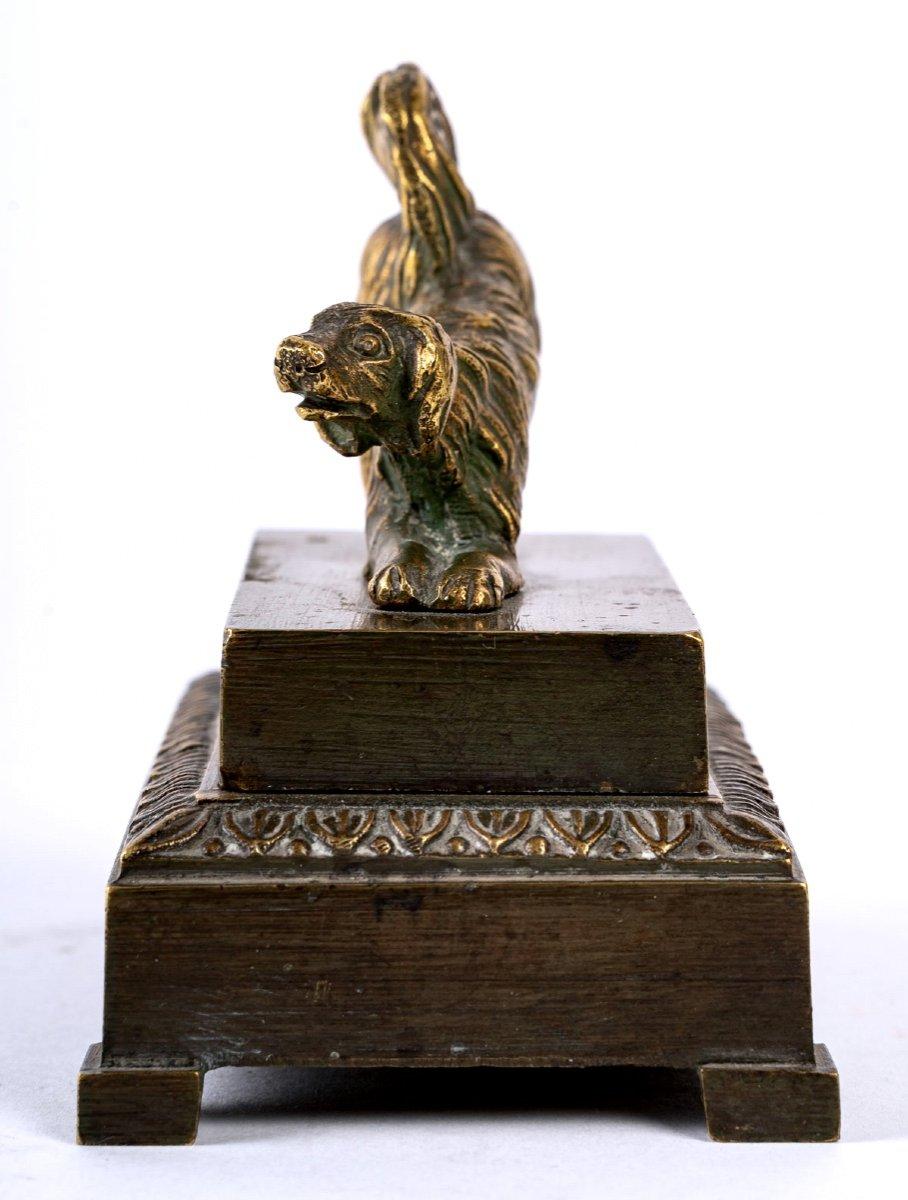 Double Patina Bronze Inkwell, Playing Dog, Period, Charles X, 19th Century In Excellent Condition For Sale In CRÉTEIL, FR