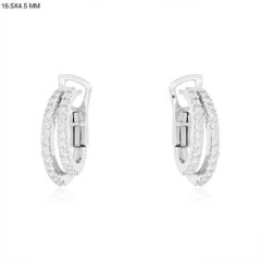 Double Pave 14K (or 18k upon request) White Gold Huggie Earrings
