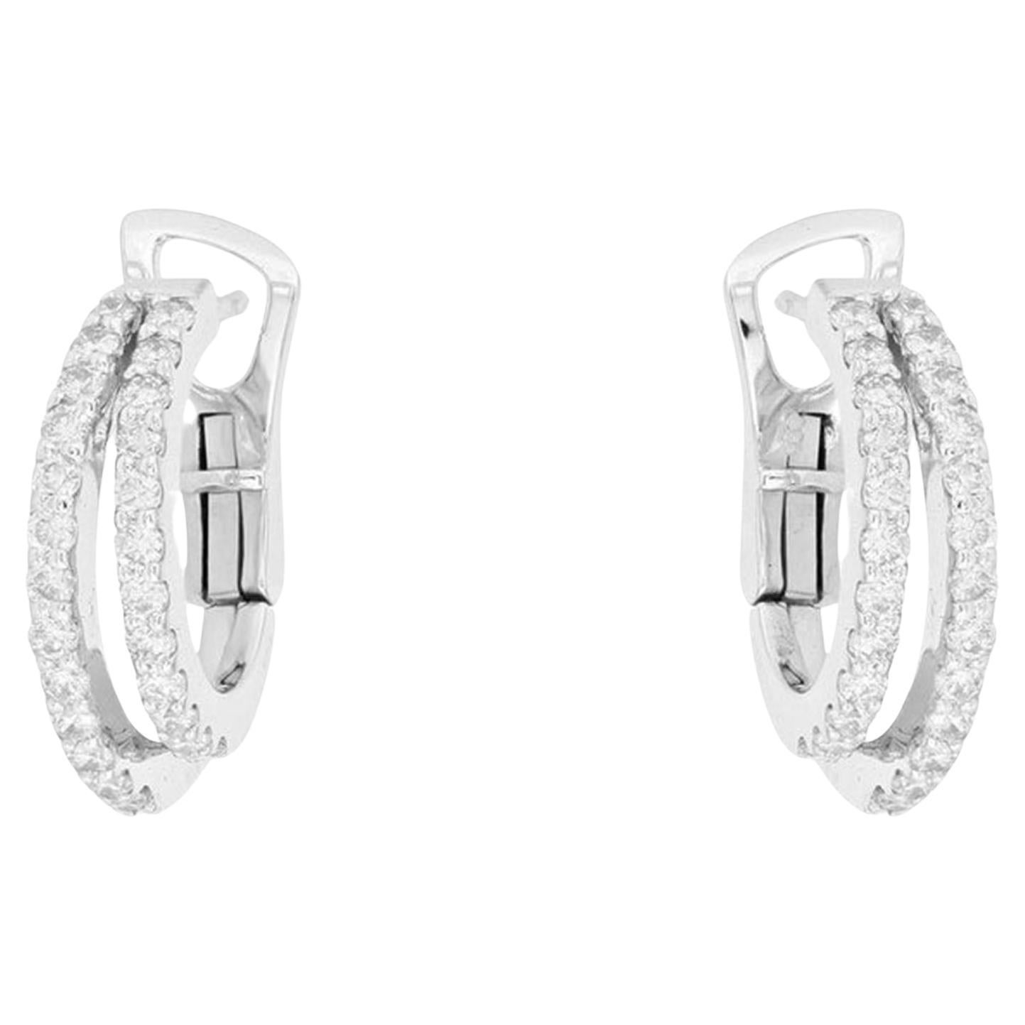 Boucles d'oreilles « huggie » en or 14 carats avec double pavé de diamants de 0,78 ct