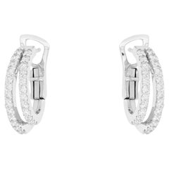 Double Pave 14K (or 18k upon request) White Gold Huggie Earrings