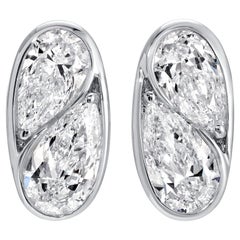 Doppelter birnenförmiger Diamant-Ohrstecker 2,04 Karat 18K Weißgold