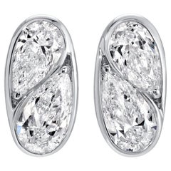 Doppelter birnenförmiger Diamant-Ohrstecker 2,04 Karat 18K Weißgold