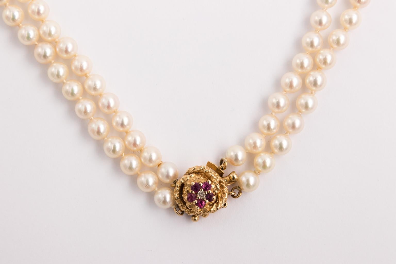 Double Pearl Necklace with Matching Bracelet Set, circa 1960s 6