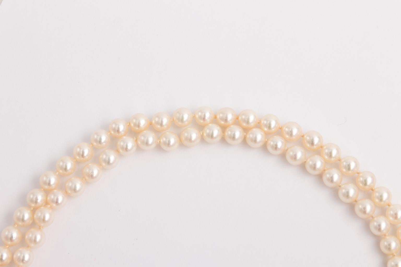Double Pearl Necklace with Matching Bracelet Set, circa 1960s 7