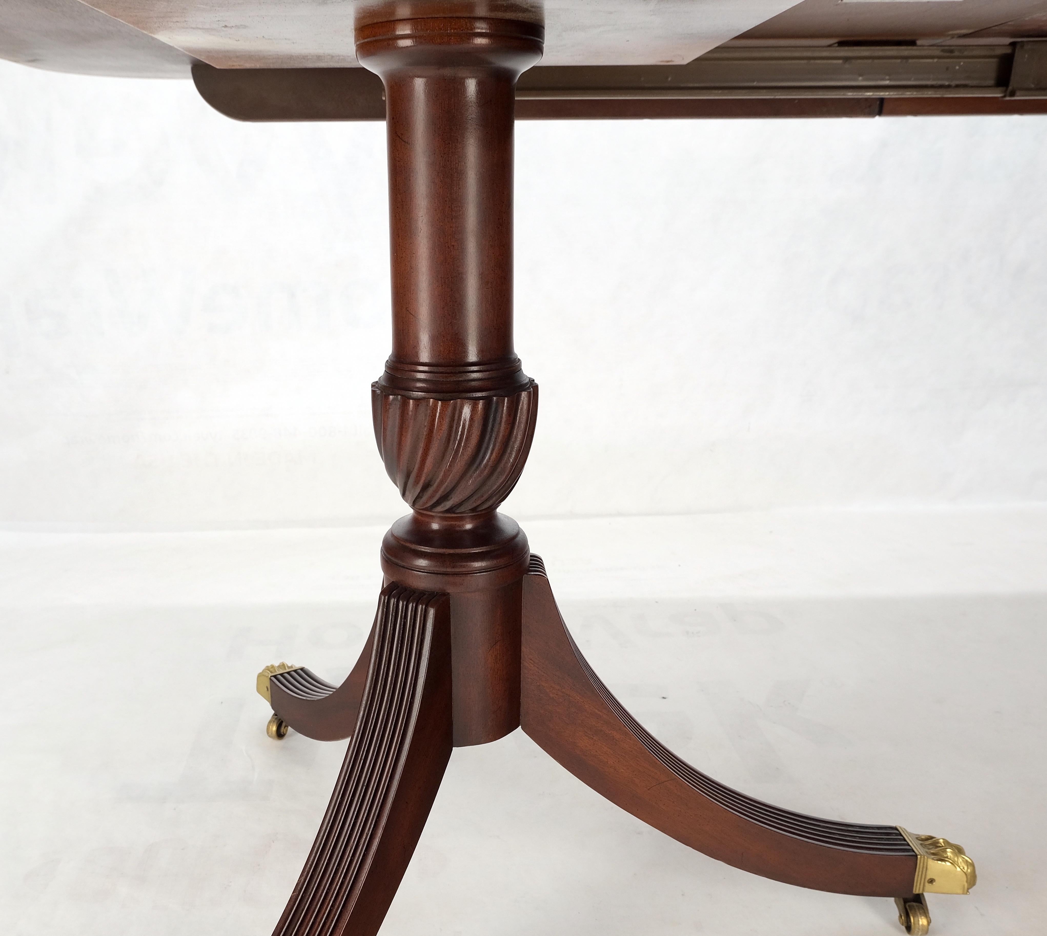 Double Pedestal 4 Leafs Banded Mahogany Dining Table by Kittinger Mint! For Sale 6