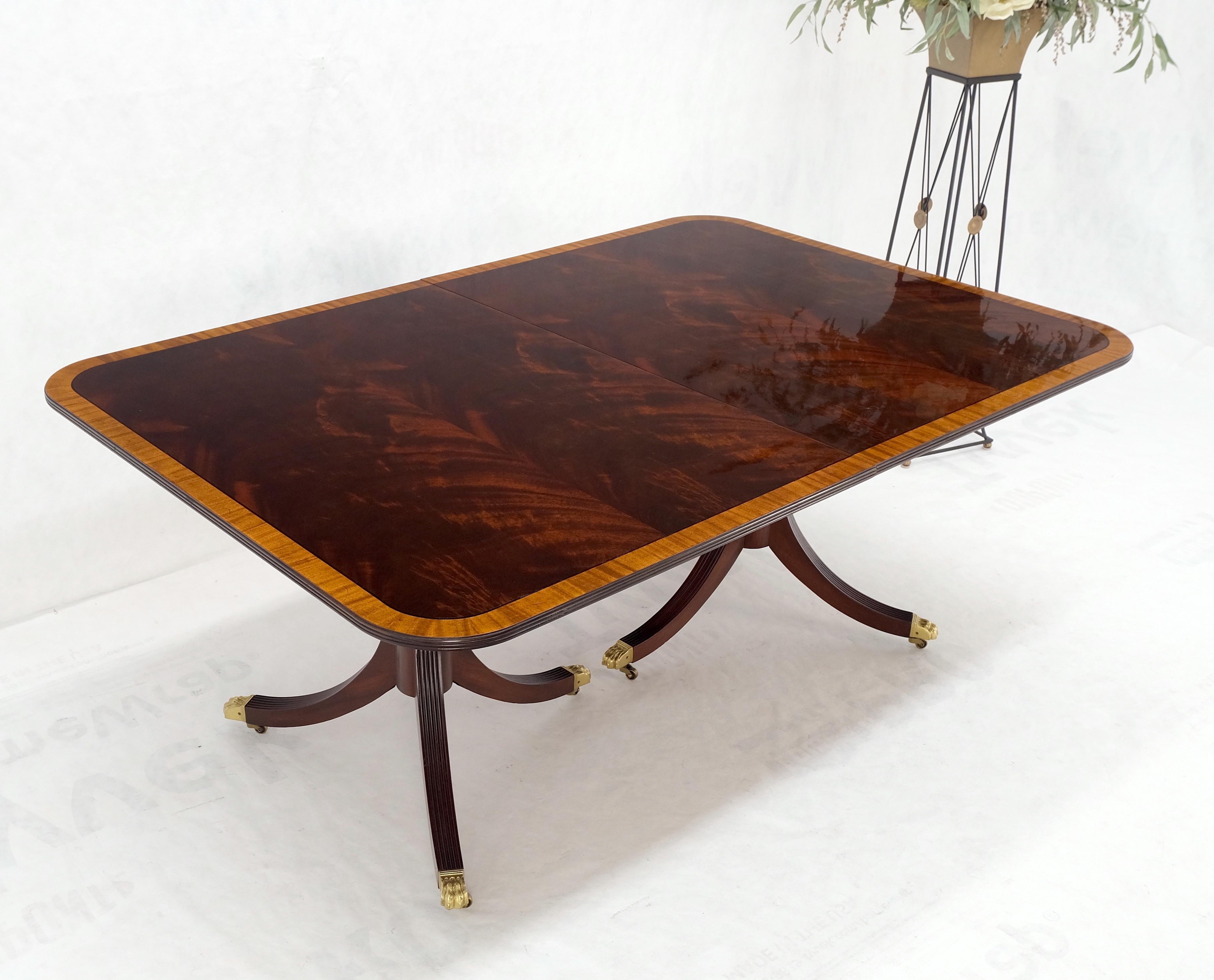 Lacquered Double Pedestal 4 Leafs Banded Mahogany Dining Table by Kittinger Mint! For Sale