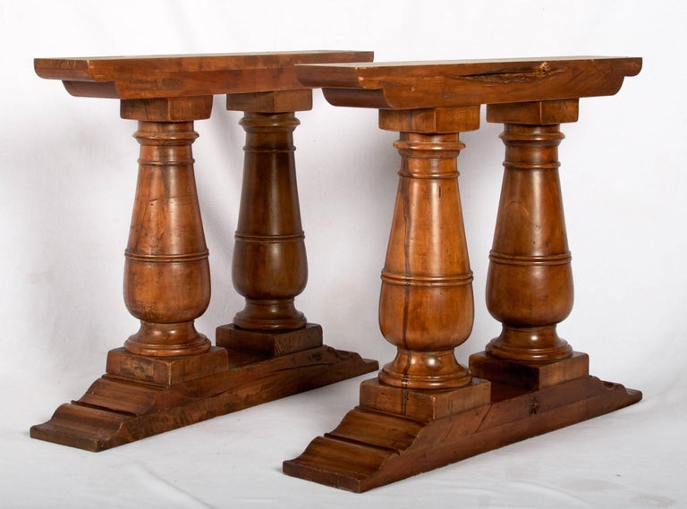 Double Pedestal Farmhouse Dining Table at 1stDibs
