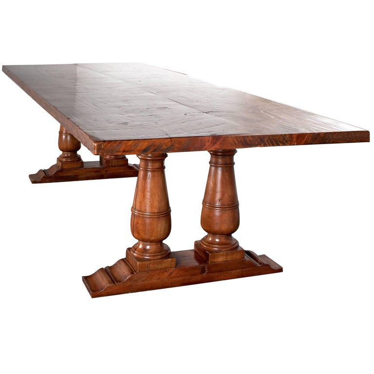 Double Pedestal Farmhouse Dining Table at 1stDibs