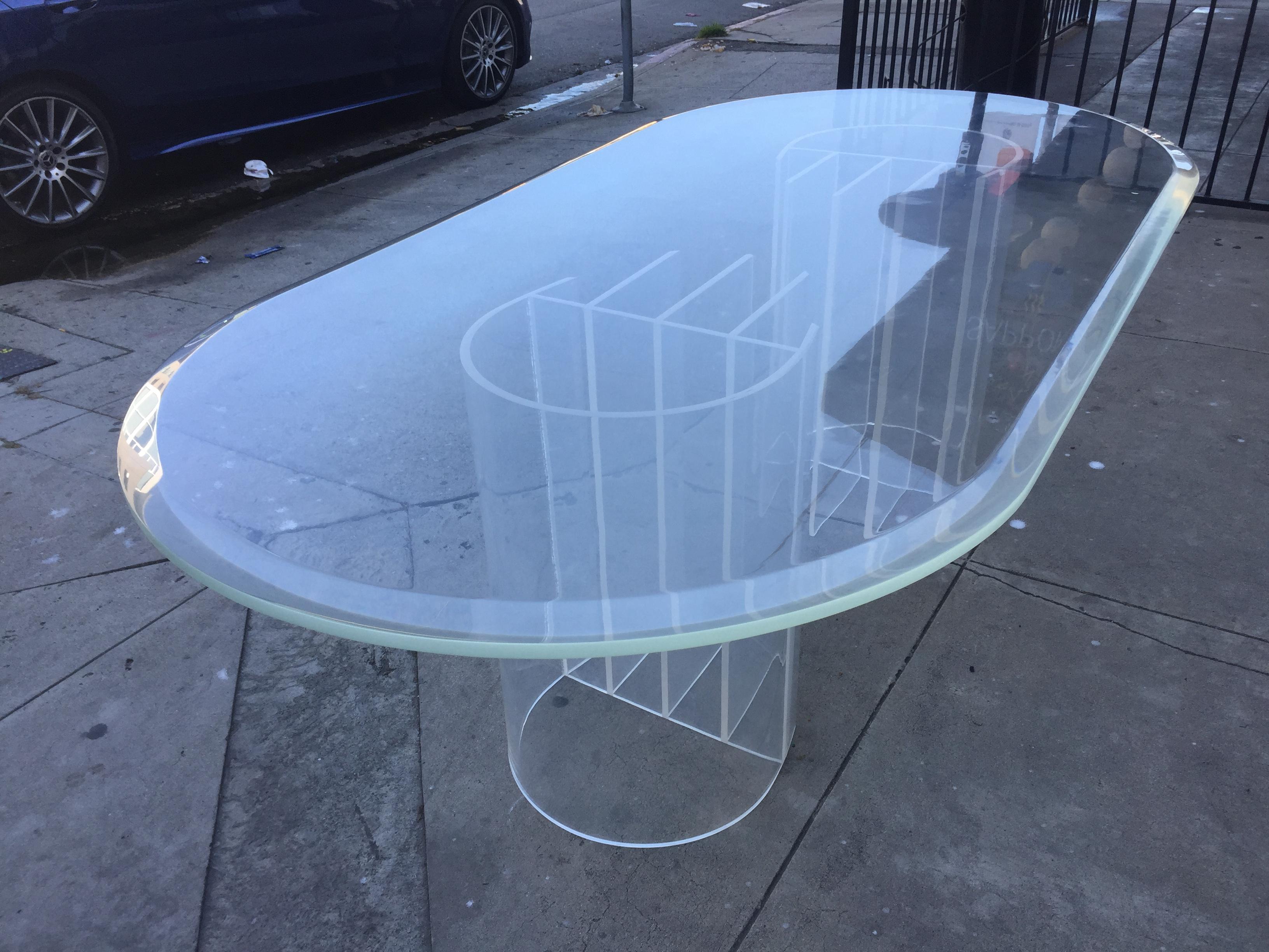 Mid-Century Modern Double Pedestal Lucite Dining Table by Charles Hollis Jones, 