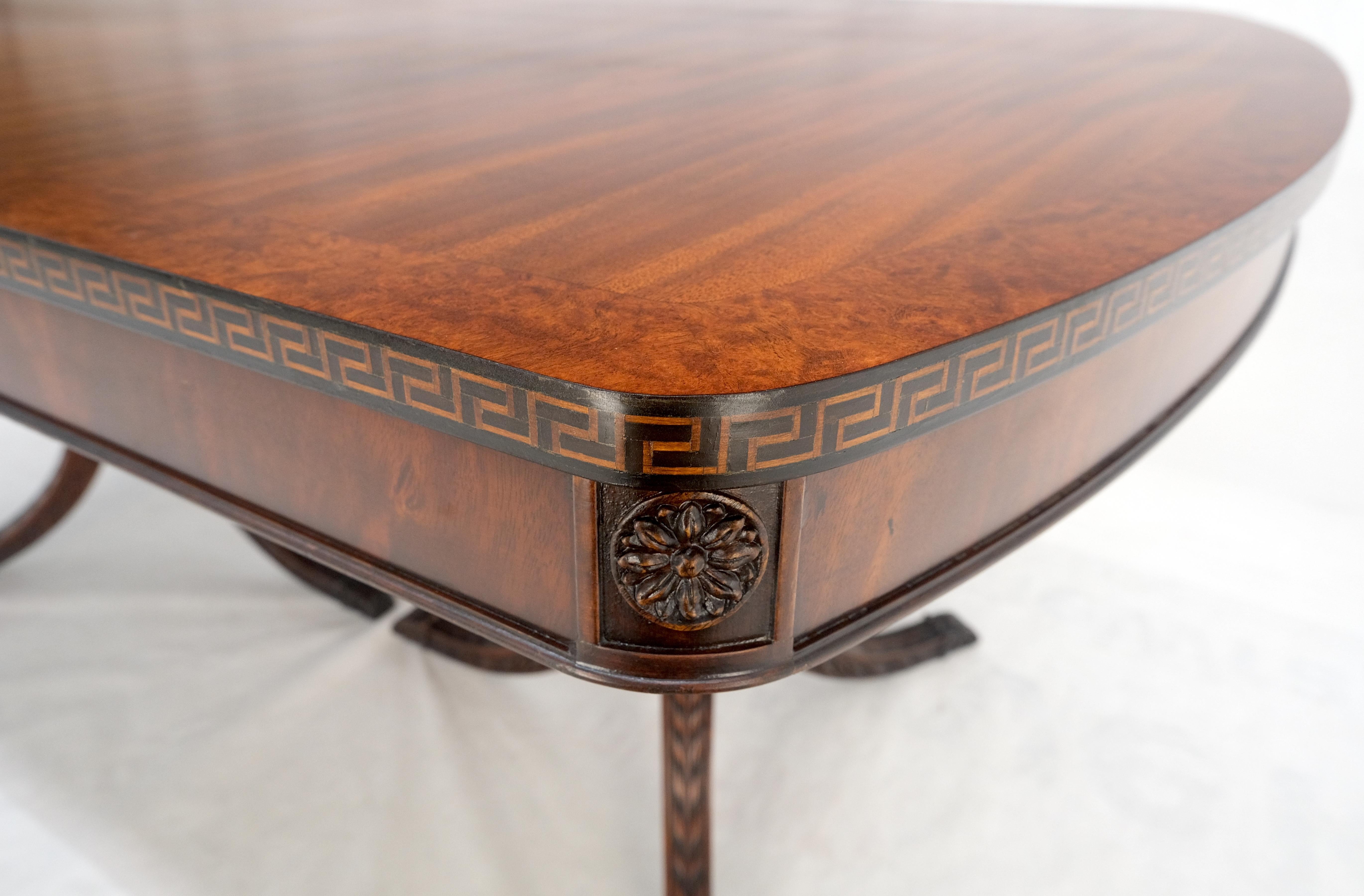 MINT Double Pedestal Mahogany Burl Wood Banded 4 Leaves 10' Total Length Dining Table
4x 14