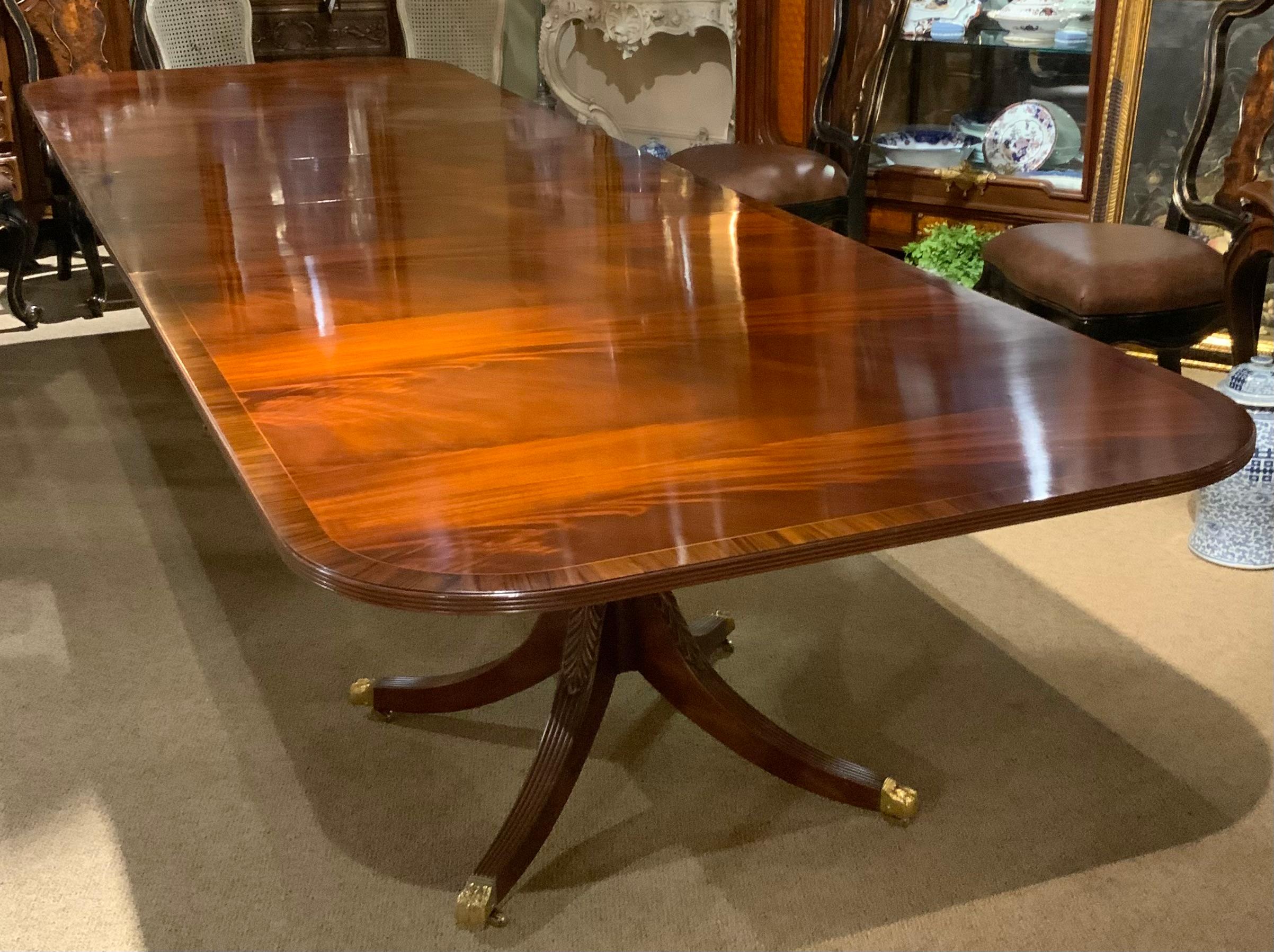 Double pedestal mahogany dining table custom made by Smith and Watson 3