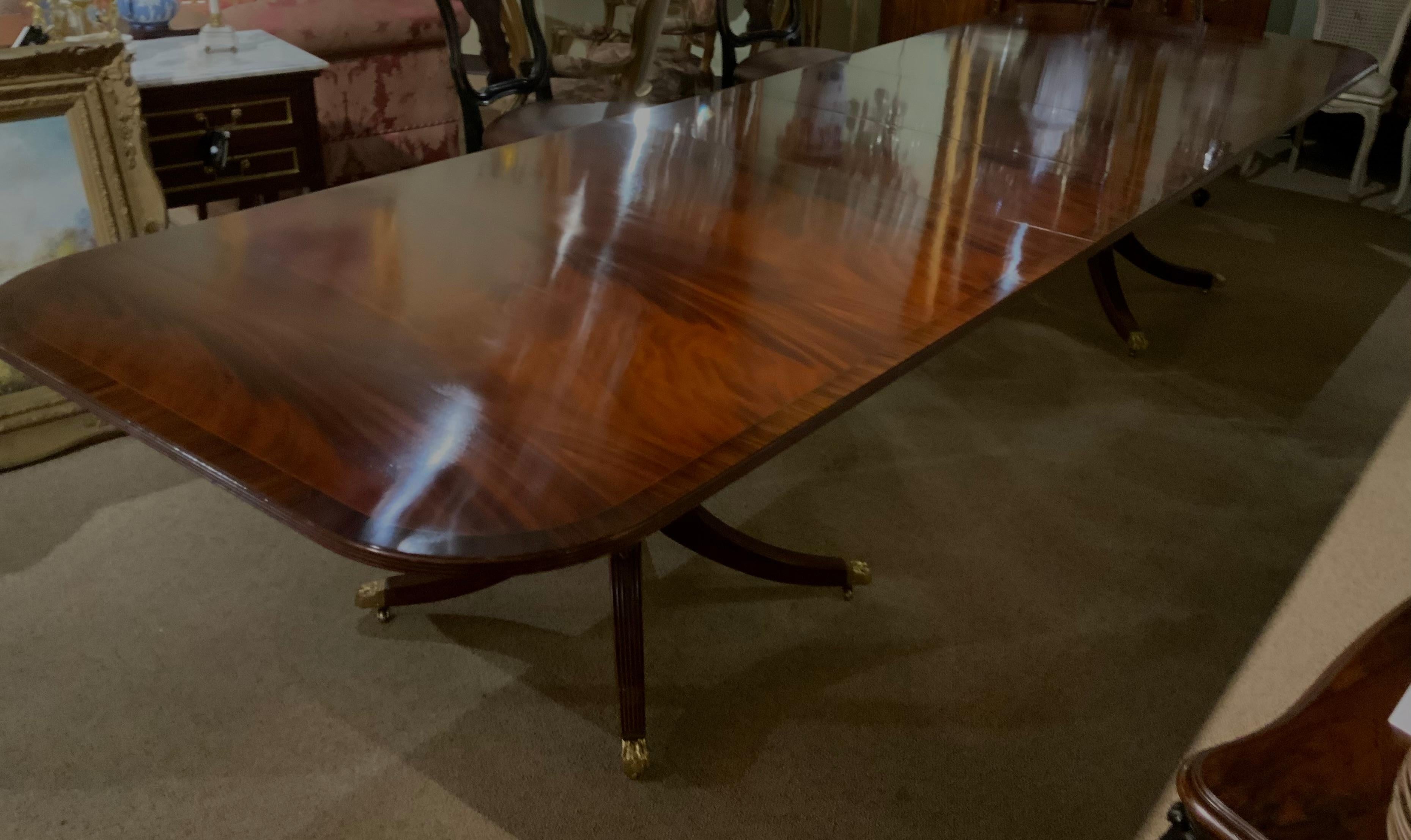 Mahogany Double pedestal mahogany dining table custom made by Smith and Watson