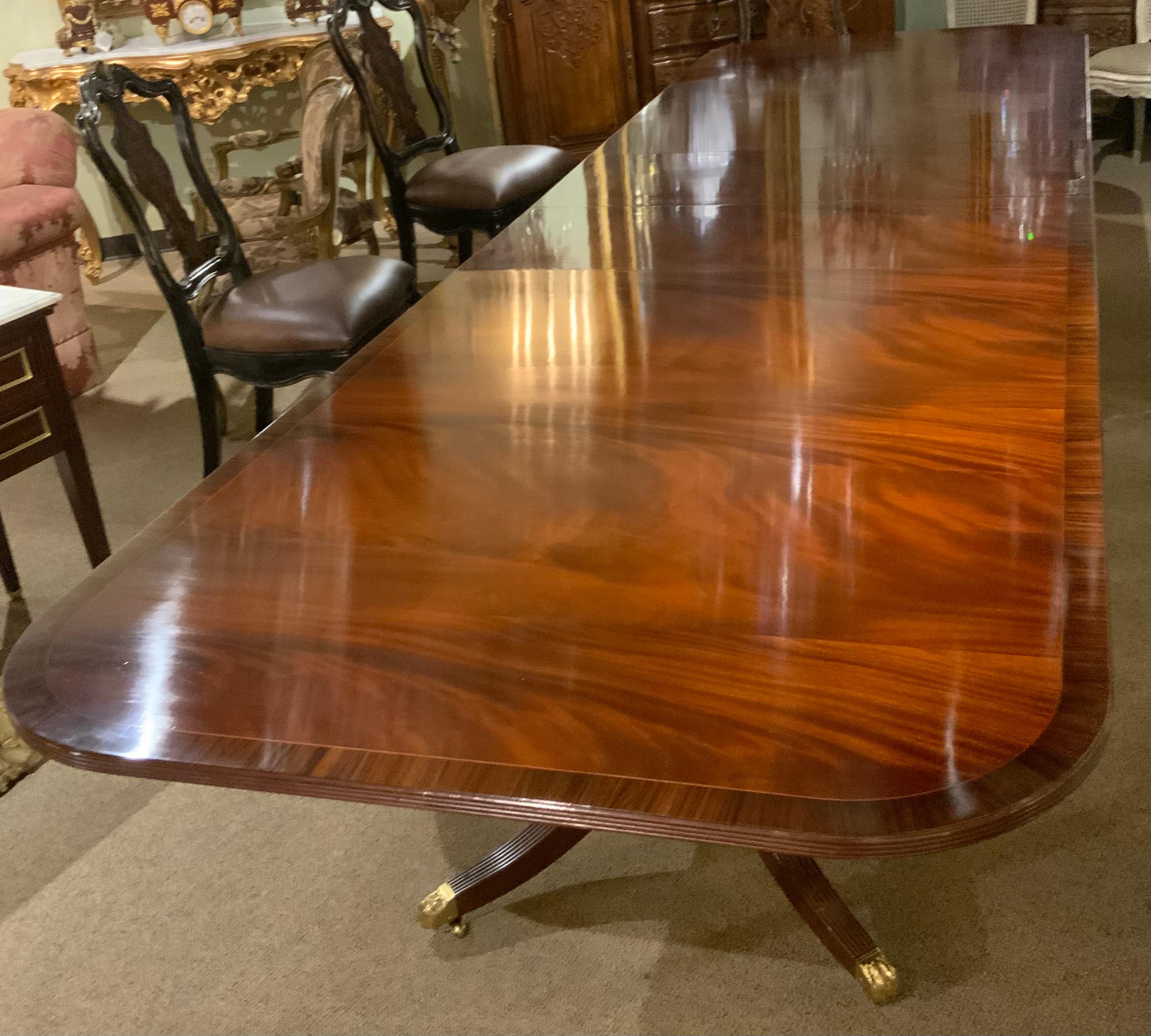 Double pedestal mahogany dining table custom made by Smith and Watson 2