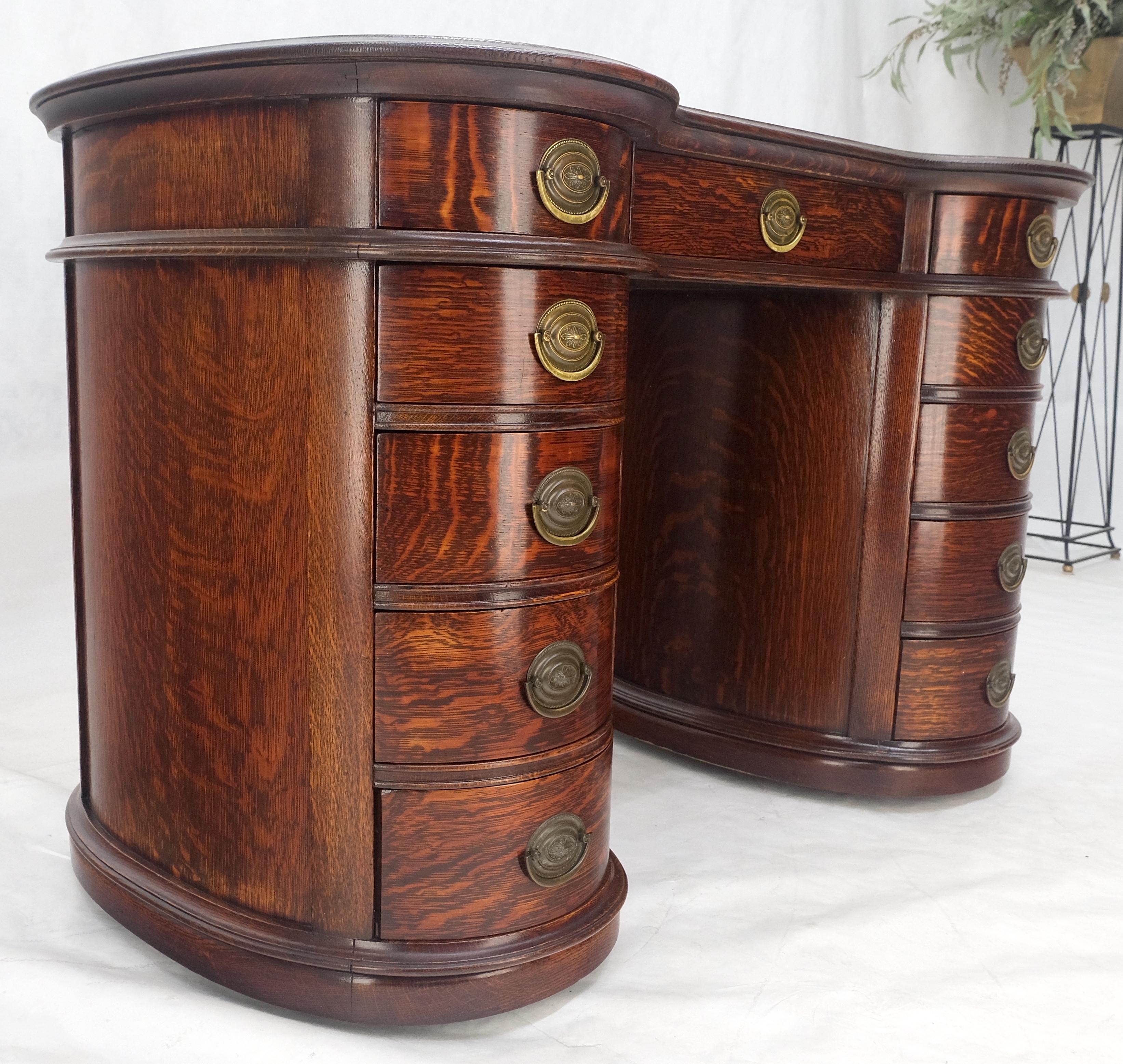 Bureau d'écriture à double piédestal en Oak Oak massif 10 tiroirs MINT ! en vente 7