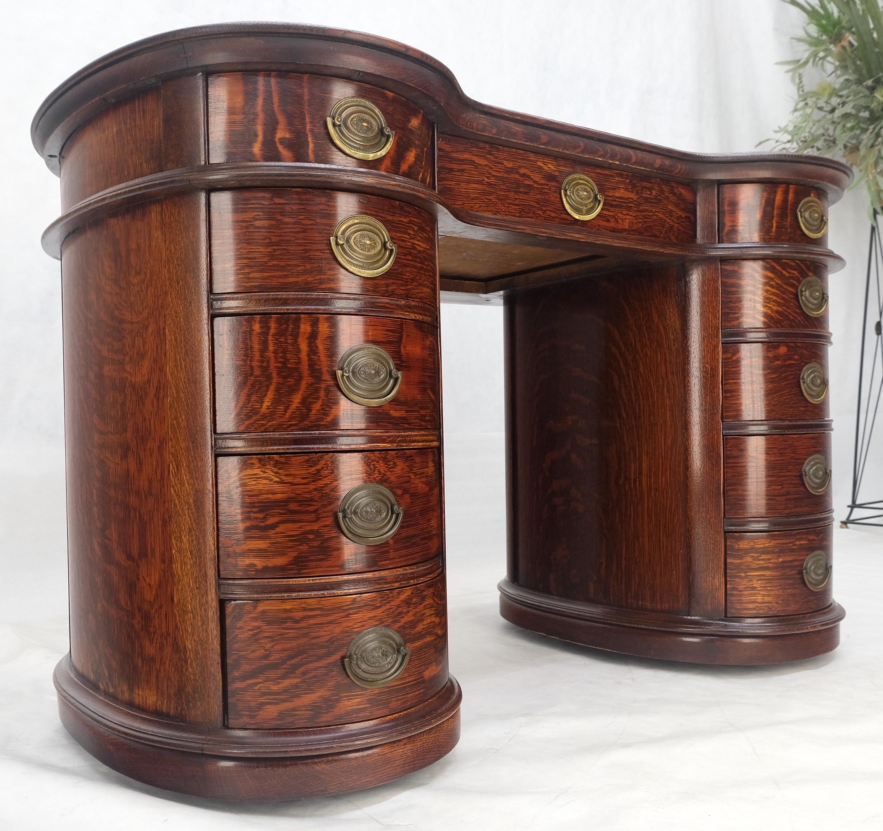 Bureau d'écriture à double piédestal en Oak Oak massif 10 tiroirs MINT ! en vente 8