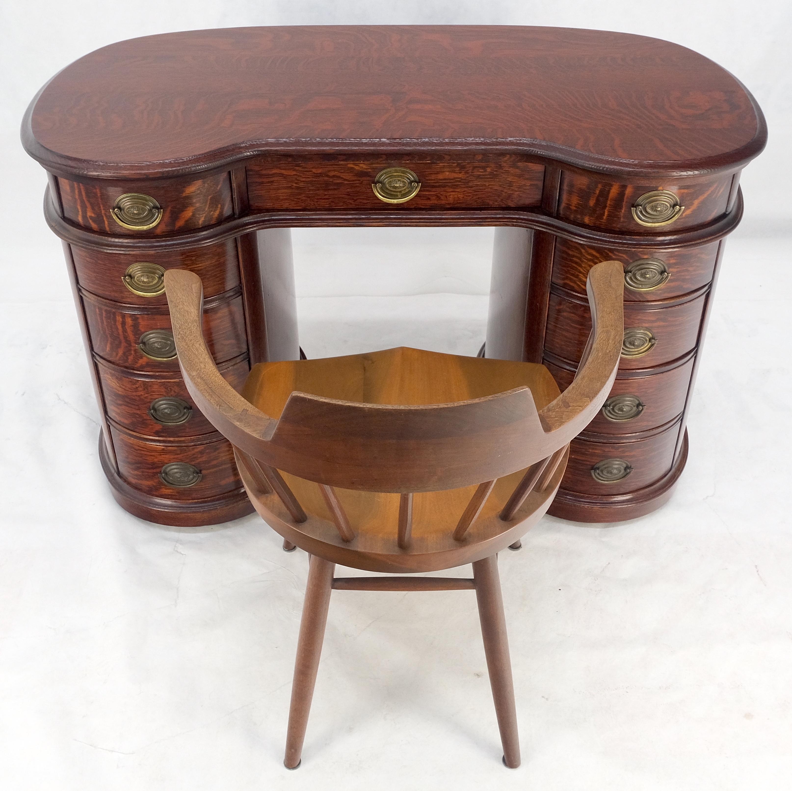 Bureau d'écriture à double piédestal en Oak Oak massif 10 tiroirs MINT ! en vente 9