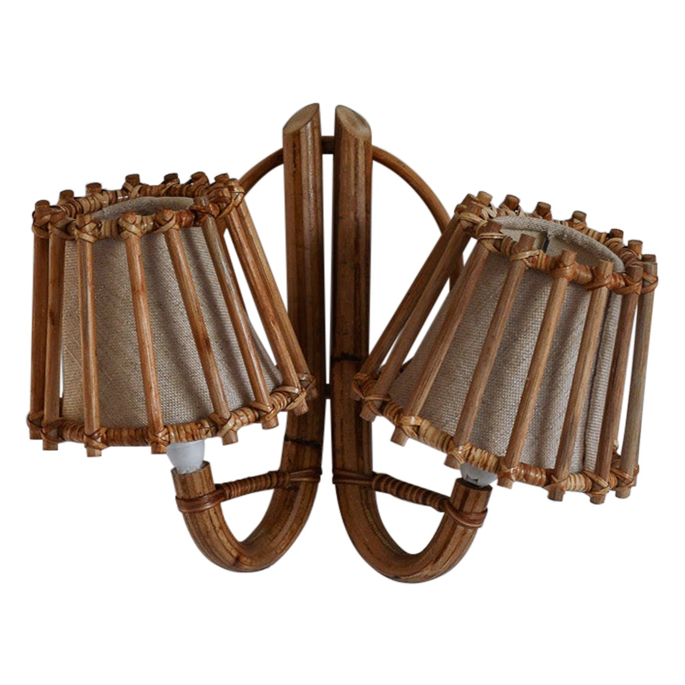Lámpara de pared Doble Lápiz Reed scones Mid-century Modern en venta