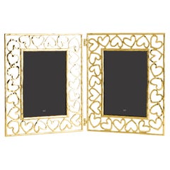 Cornice doppia con design a cuore, in metallo dorato, di grandi dimensioni Model No.