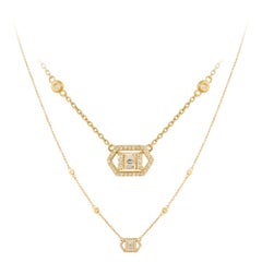 Double Pink Gold 18K Necklace Diamond for Her