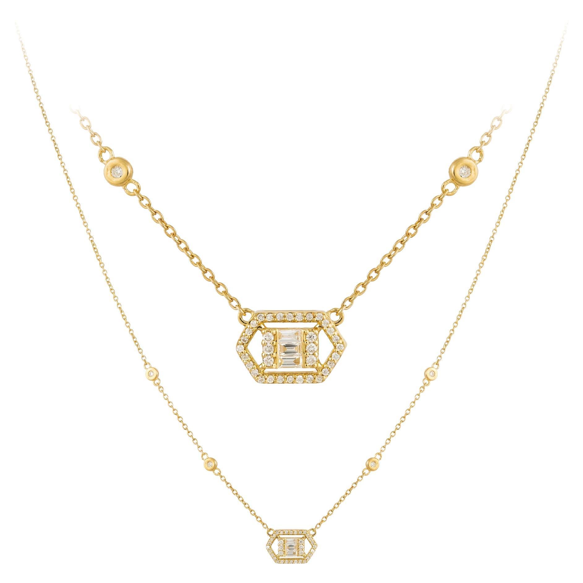 Doppelt Roségold 18K Halskette mit Diamanten für sie im Angebot