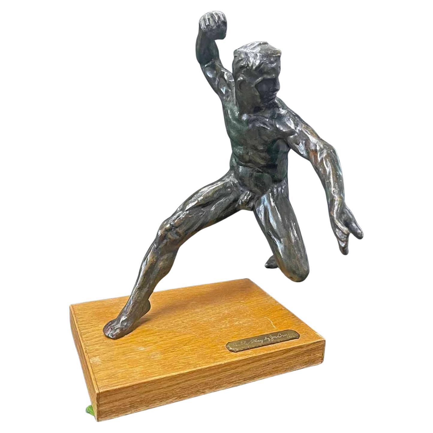 "Double Play, " Sculpture Capturing Dramatic Baseball Play with Male Nude, 1953 For Sale