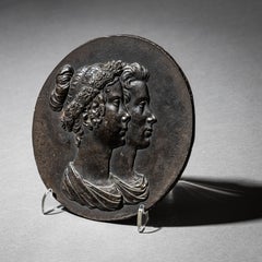 Double Portrait Relief in Medal Form, Berlin Iron, Early 19th Century