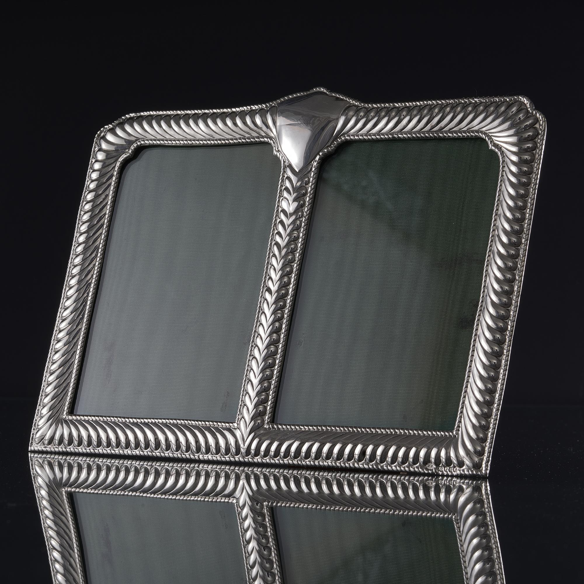 Victorian Double portrait style silver photograph frame For Sale