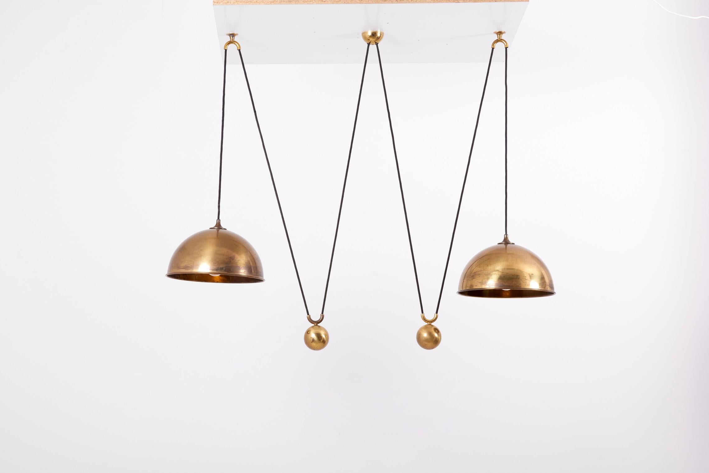 Double Posa Pendant Lamp with Side Counter Weights by Florian Schulz, 1970s 3