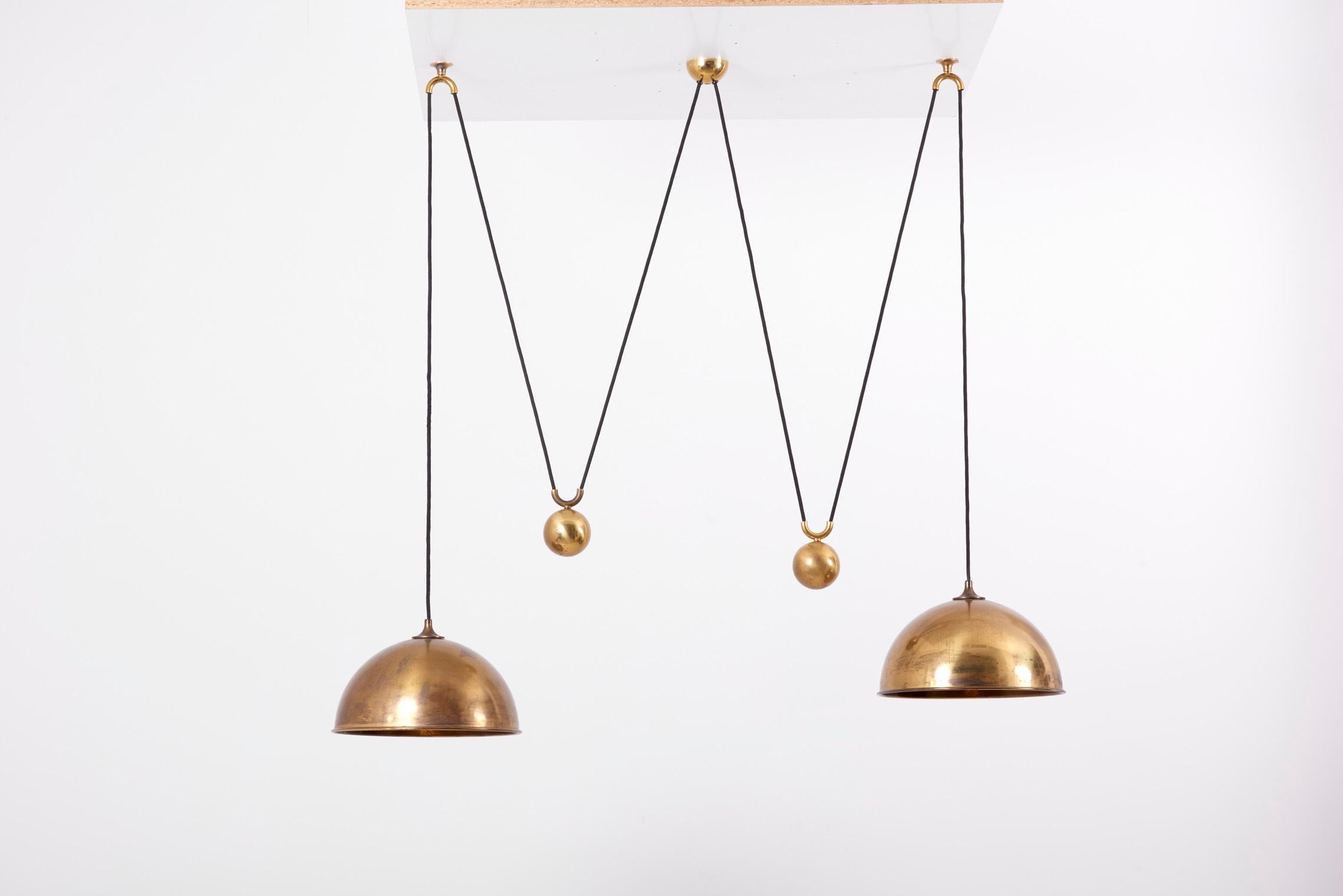 Mid-Century Modern Double Posa Pendant Lamp with Side Counter Weights by Florian Schulz, 1970s