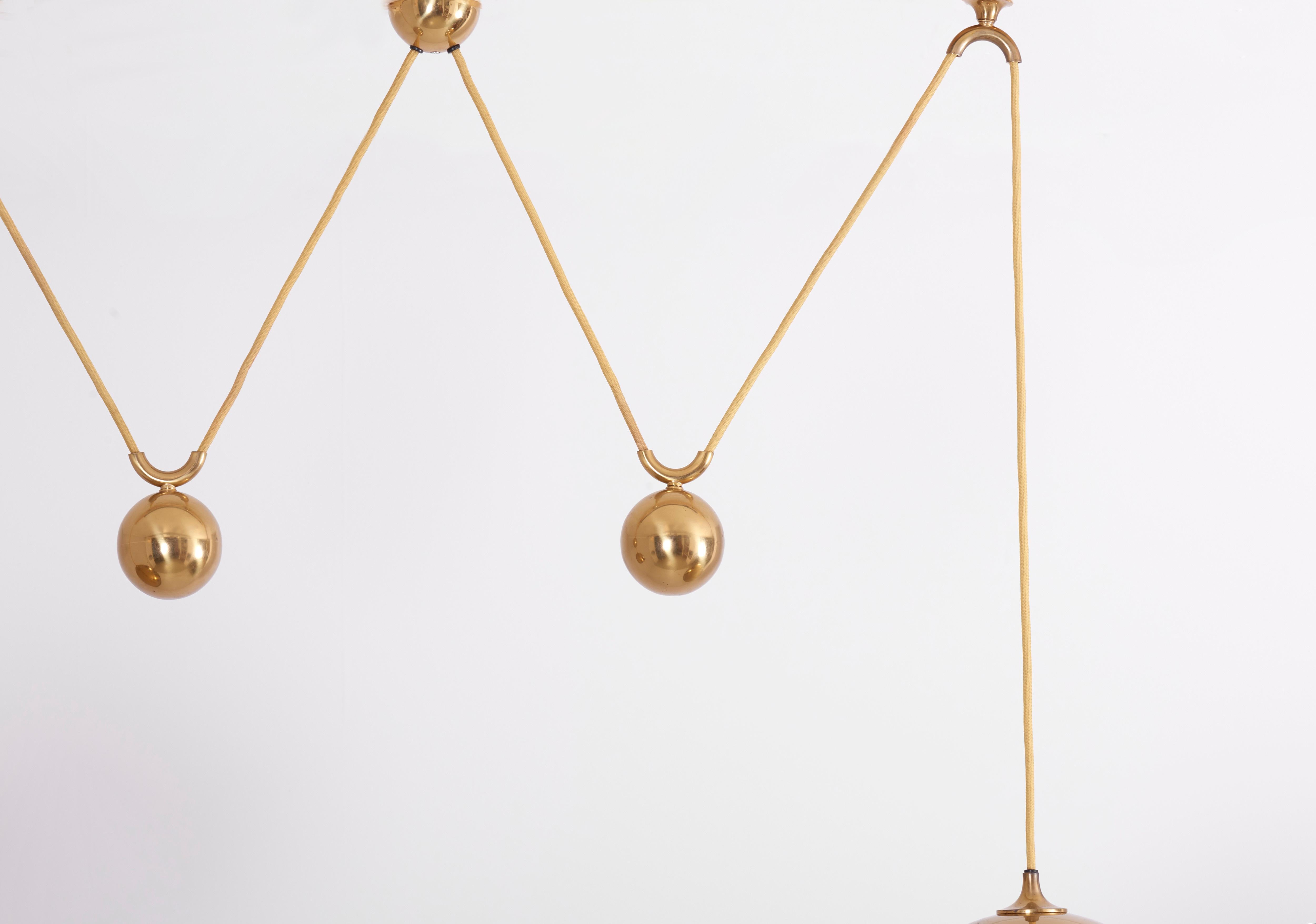 German Double Posa Pendant Lamp with Side Counter Weights by Florian Schulz, 1970s