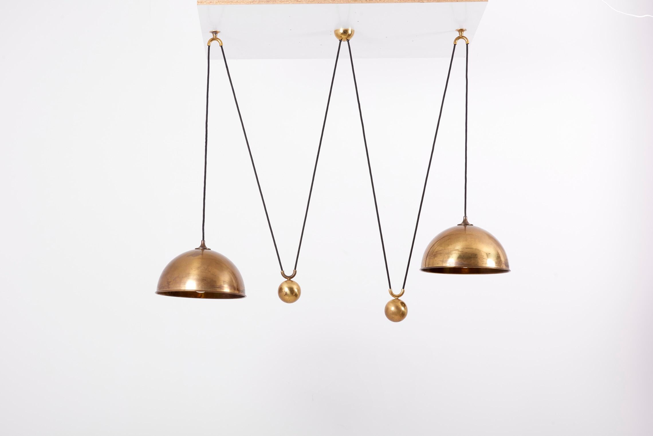 Double Posa Pendant Lamp with Side Counter Weights by Florian Schulz, 1970s 2