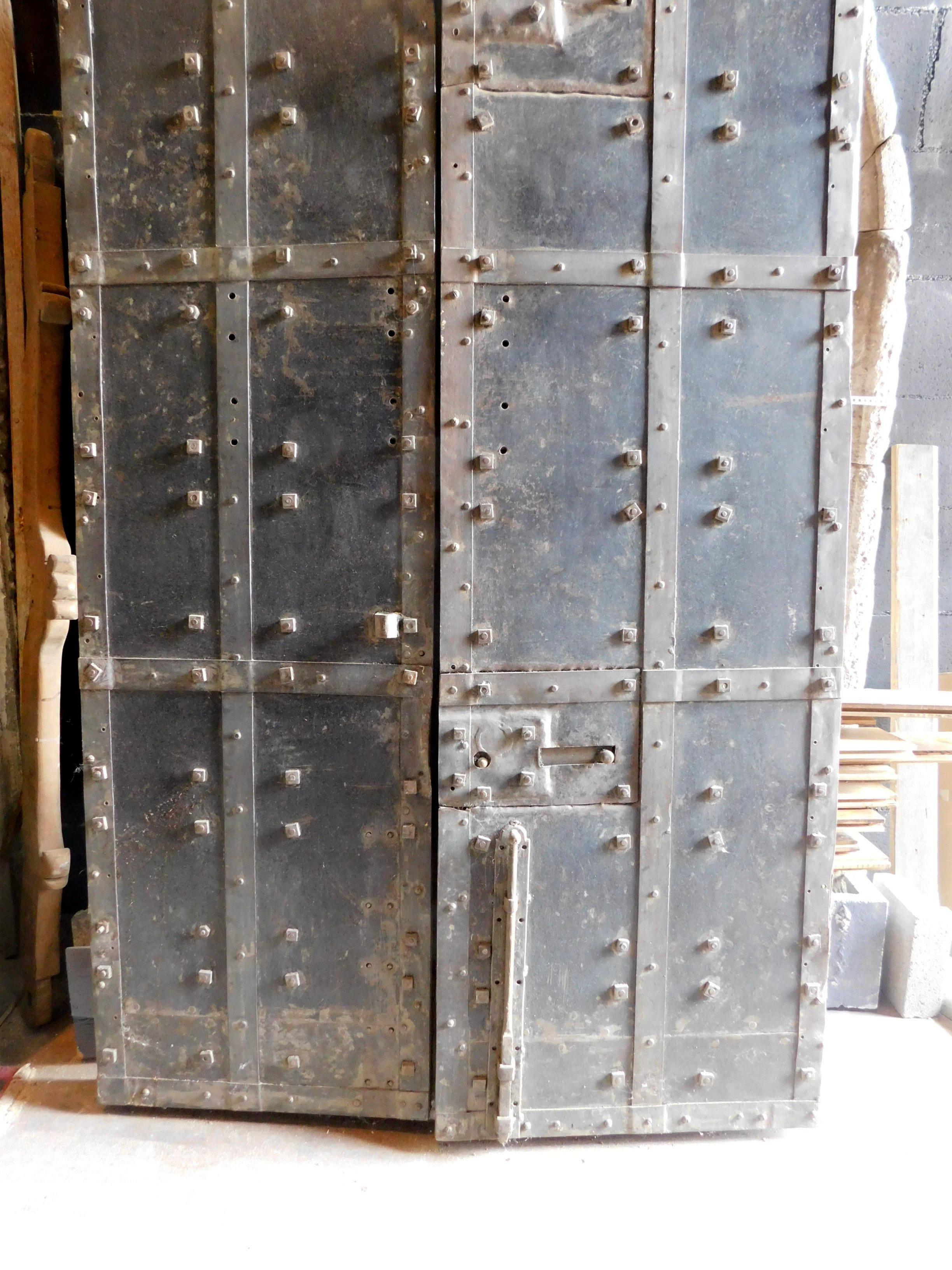 Double Prison Door in Wood and Iron, Nails & Bolts, 19th Century Italy For Sale 6