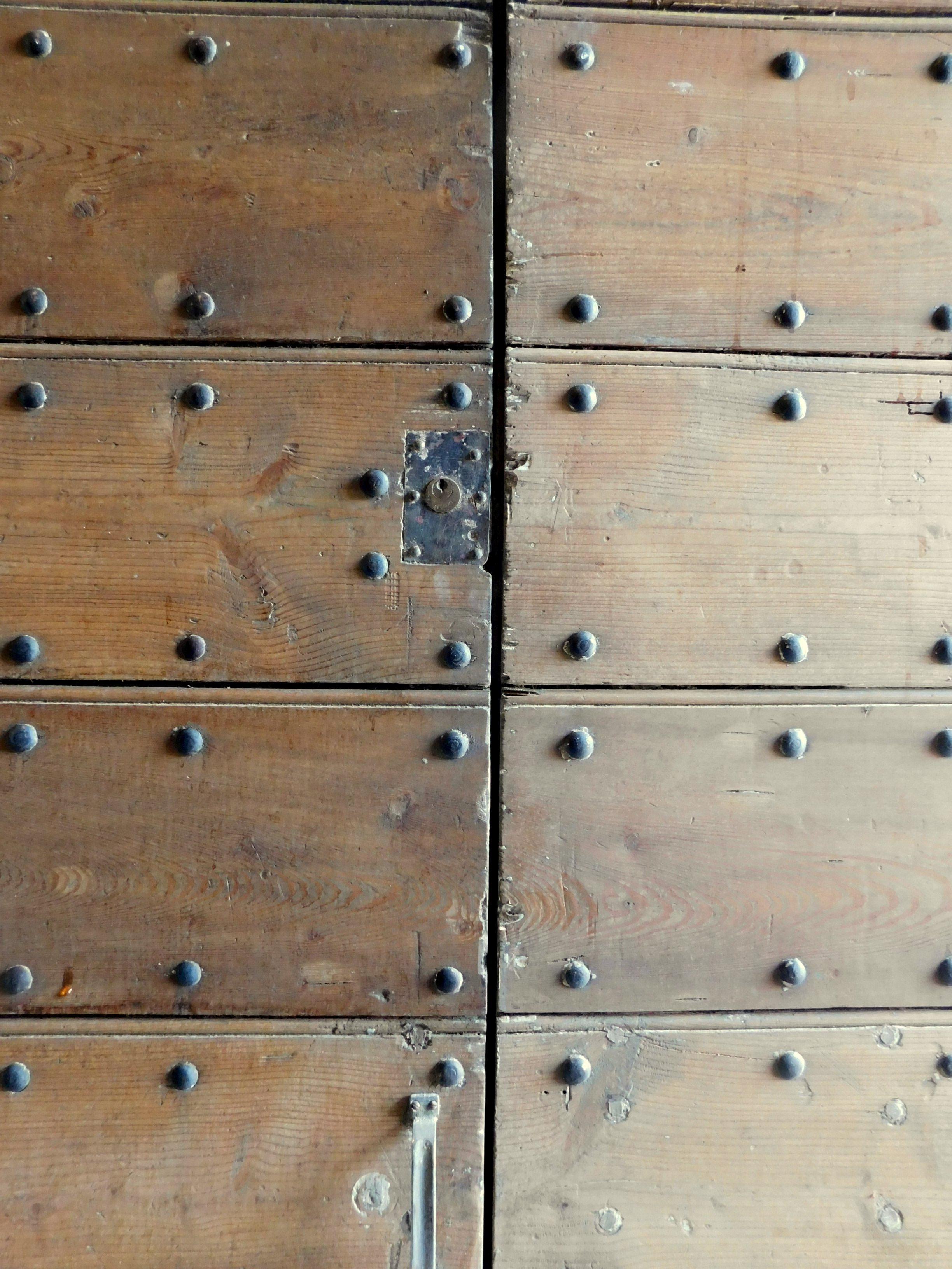 Double Prison Door in Wood and Iron, Nails & Bolts, 19th Century Italy For Sale 8