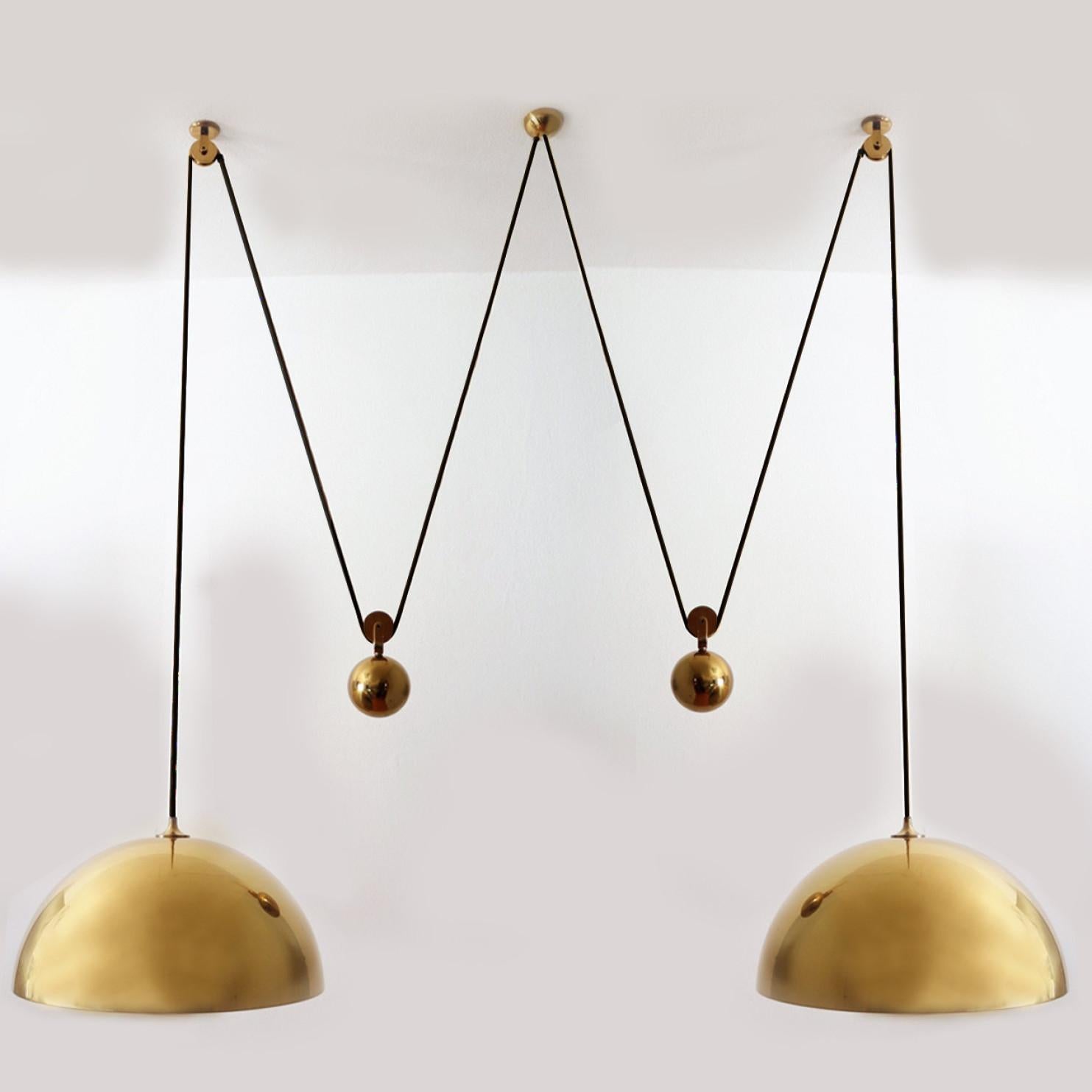 Modern Double Pull Brass Pendant Light by Florian Schulz