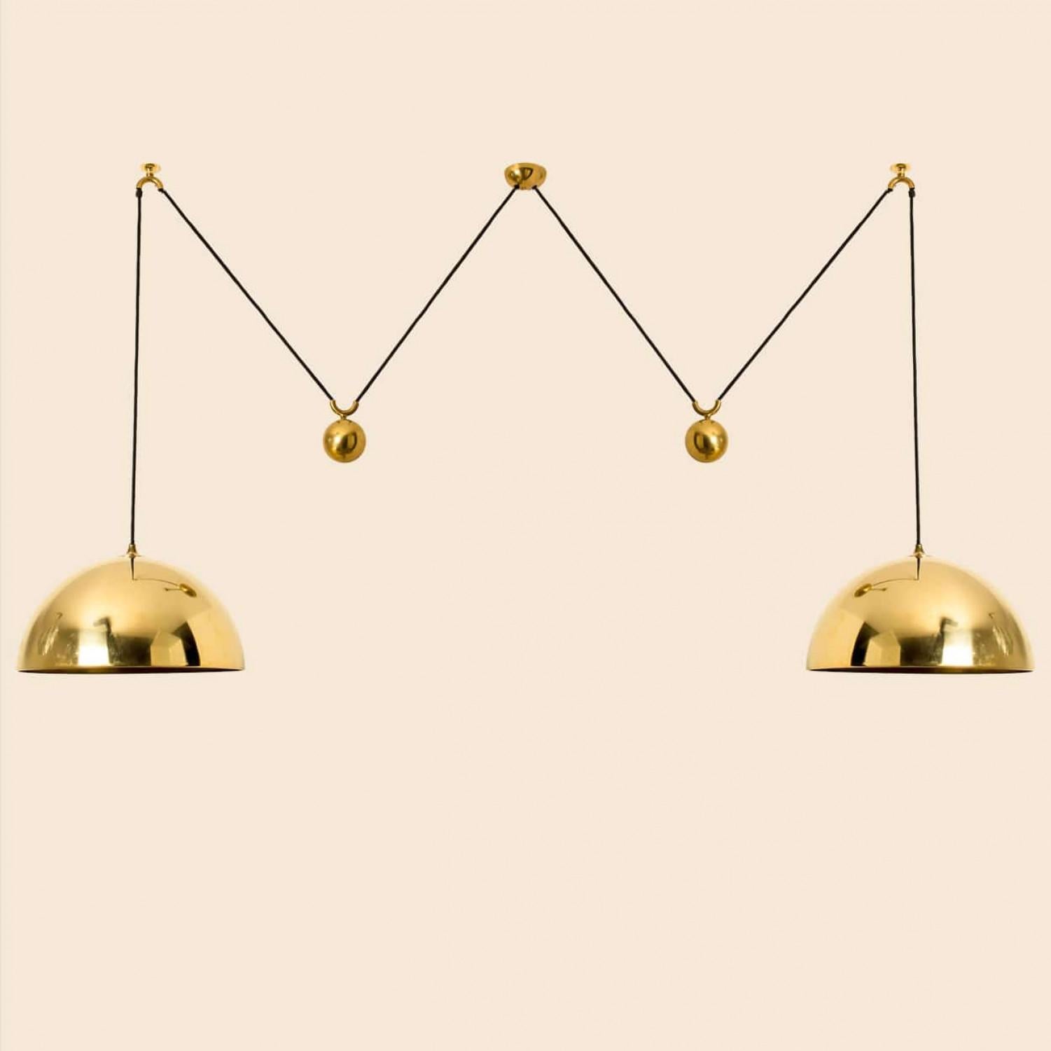 Modern Double Pull Brass Pendant Light by Florian Schulz For Sale