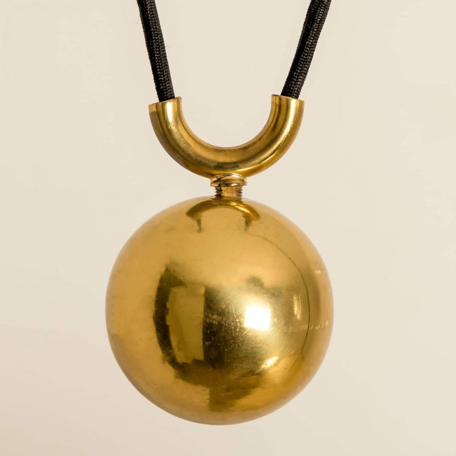 German Double Pull Brass Pendant Light by Florian Schulz For Sale