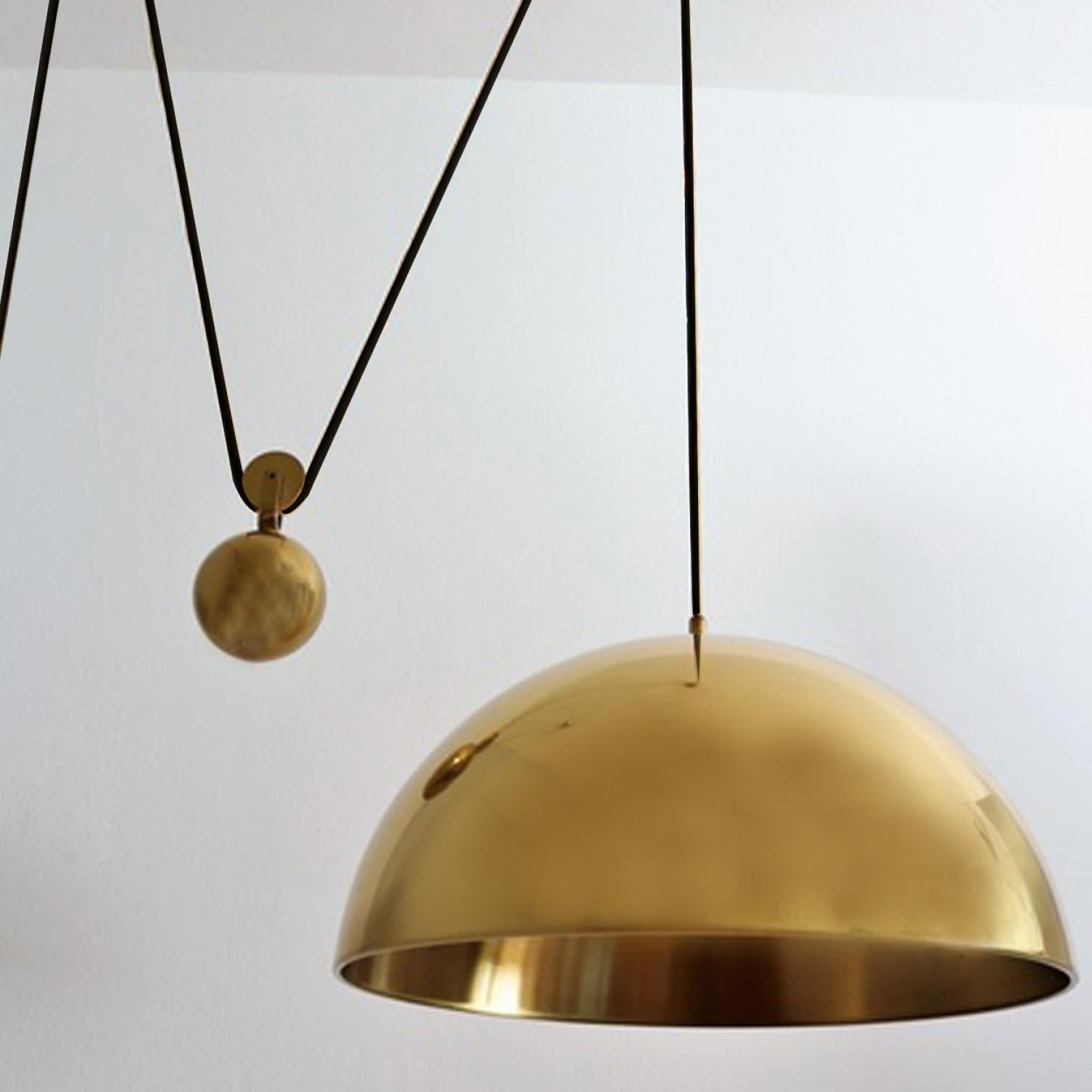 Double Pull Brass Pendant Light by Florian Schulz In Good Condition In Rijssen, NL