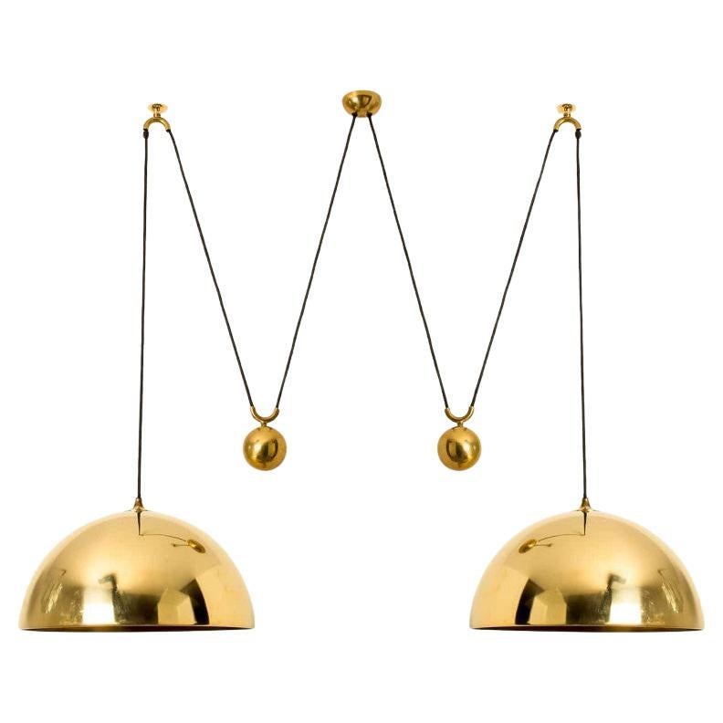 Double Pull Brass Pendant Light by Florian Schulz in vendita